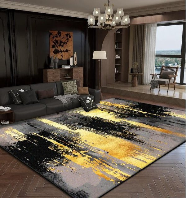Karpetti Wohnzimmerteppich mit abstraktem Design in Gold und Multicolour, weich und rutschfest, B/T: 160 x 80 cm - Bild 1