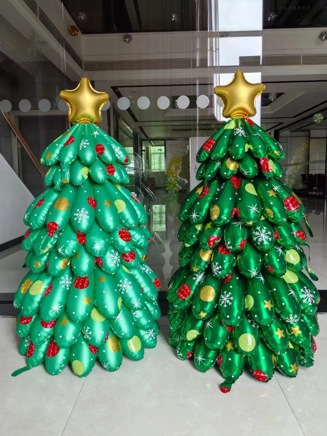 KUKUZHU 3D DIY Weihnachtsbaum aus Aluminiumfolie Ballon als freistehende Weihnachtsdekoration - Bild 2