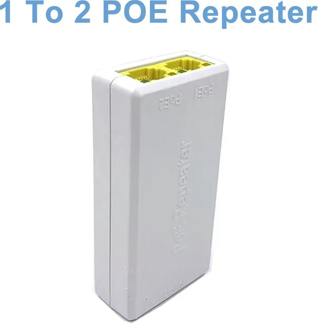 TelDaykemei PoE Extender mit 1 bis 2 Ports, 100 Mbit/s Netzwerk-Switch-Repeater, IEEE802.3af/at, Plug&Play für PoE-Switch, NVR, IP-Kamera und AP, Weiß - Bild 1