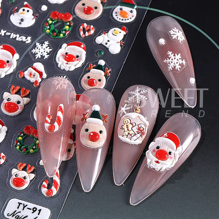 SWEET TREND Nagelaufkleber Winter-Motiv, Strukturierte Abziehbilder - Bild 3