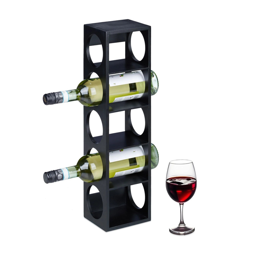 Relaxdays Weinregal aus Bambus in Schwarz für 5 Flaschen, B/T/H: 53 x 14 x 12 cm - Bild 2