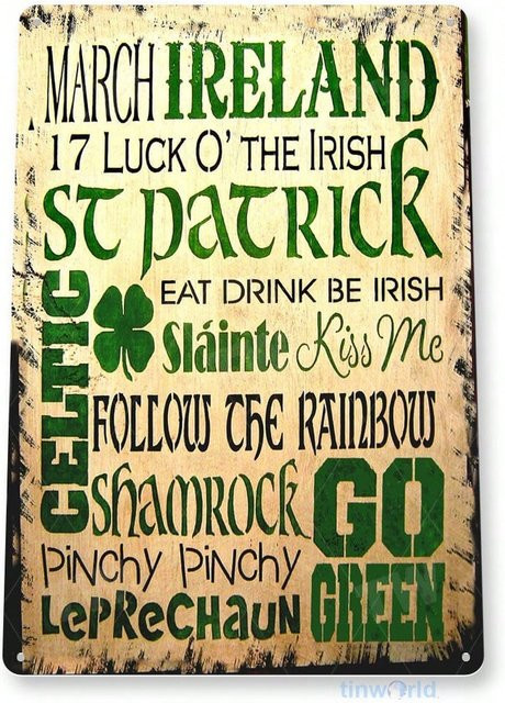 CIFBUY Vintage Irish Pub Blechschild aus Metall in Multicolour für deine St. Patrick's Day Wanddekoration - Bild 1
