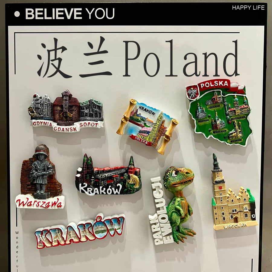 3D Kühlschrankmagnete Polen Ornament aus Harz als Souvenir und Deko-Geschenk, Mehrfarbig - Bild 2
