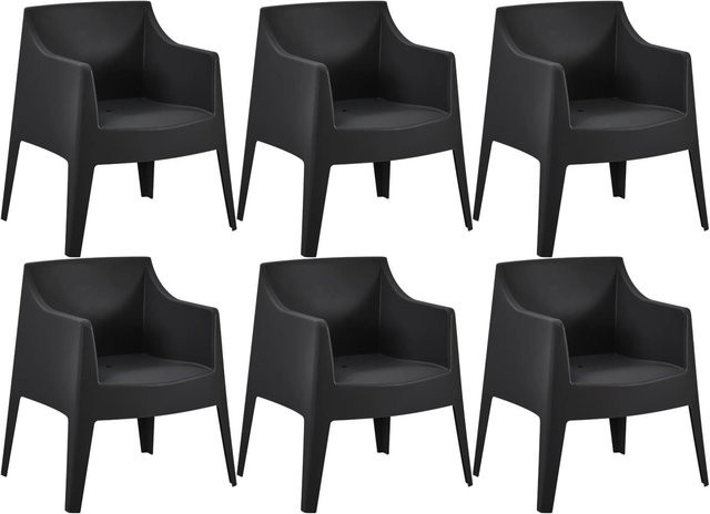 DELUKE Gartenstuhl HENRI 6er Set, Stapelbare Loungestühle aus Polypropylen, Schwarz Matt, B/T/H: 73 x 57 x 78 cm - Bild 1