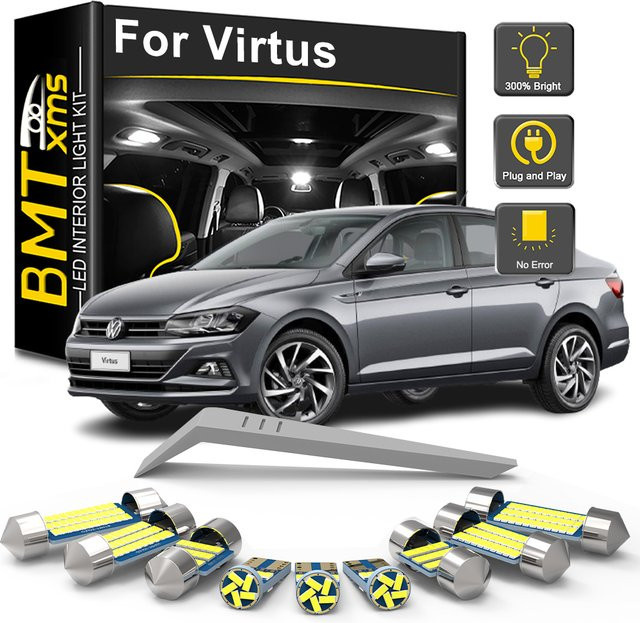 BMTxms 10er Set LED-Innenbeleuchtung für Volkswagen VW Virtus in Weiß mit Canbus-System für Kofferraumlampen - Bild 1