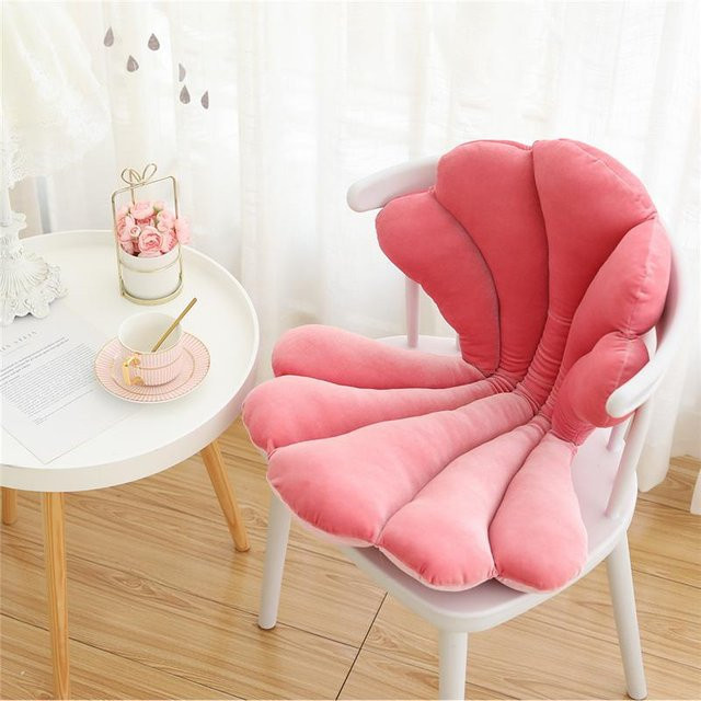 Yiran Furniture Muschel Rückenkissen aus Samt in Blau und Pink, B/H/T: 75 x 50 x 6 cm - Bild 1