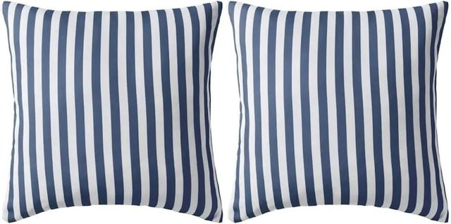 vidaXL Gartenkissen 2er Set Streifenmuster Marineblau B/T/H: 45 x 45 x 45 cm - Bild 1
