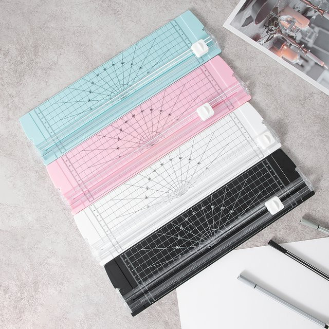 Rotations-Papierschneider mit Sicherheitsschutz und Seitenlineal für A4 A3 A5 in Pink und Schwarz - Bild 1