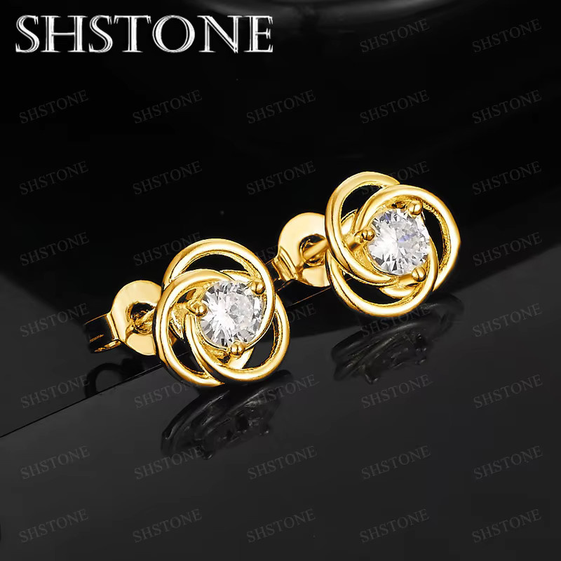 SHSTONE Ohrring 750 Gold, Zirkonia, Rose Blume - Bild 2