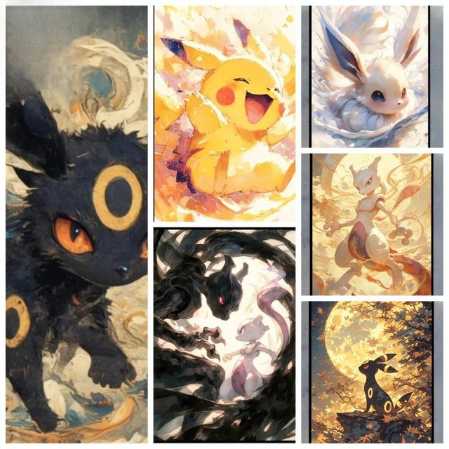 KAYOU Ölgemälde nach Zahlen mit niedlichem Cartoon-Pikachu als moderne Heimdekoration für Wohnzimmer und Schlafzimmer - Bild 1