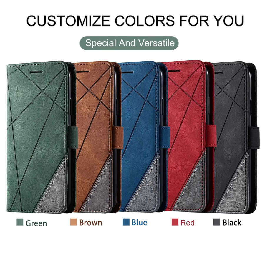 Leder-Flipcase für OPPO in Grün mit Kartenfach und Magnetverschluss - Bild 6