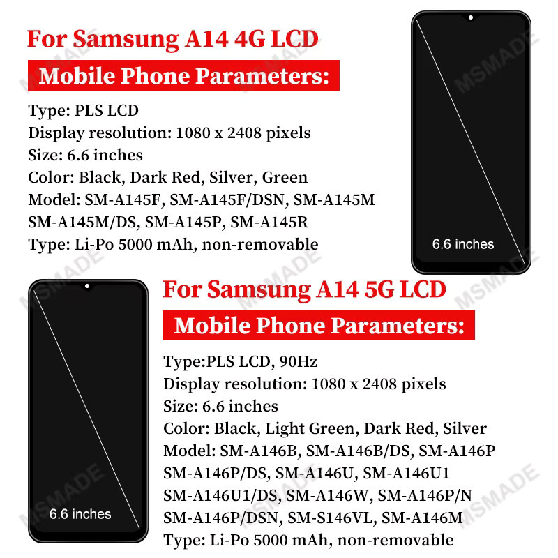 Samsung Galaxy A14 4G LCD Display Touchscreen Digitalisierer in Schwarz für SM-A145F und SM-A146B - Bild 1