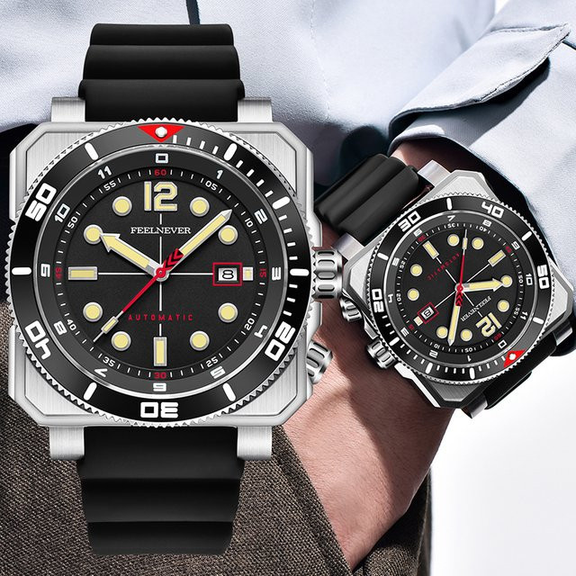 FeelNever Armbanduhr, Automatik, Edelstahl, Schwarz, Herren - Bild 1