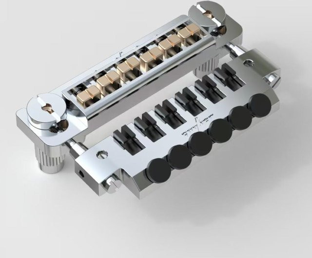 Guyker GM004 Wraparound Gitarrenbrücke Deluxe Tunepro aus Zinklegierung mit Locking-Stift in Silber - Bild 1