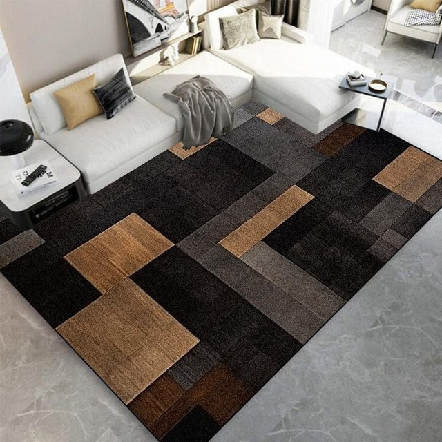 Wucifang Jewelry Teppich mit Karomuster in Schwarzbraun, modern und waschbar, B/T: 140 x 200 cm - Bild 1