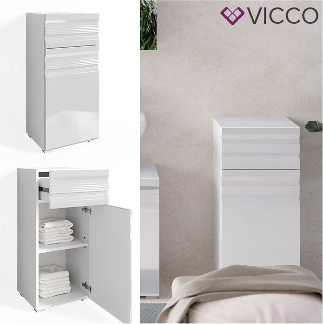 Vicco Badschrank Freddy Midischrank in Weiß Hochglanz B/T/H: 36 x 12,21 x 79 cm - Bild 1