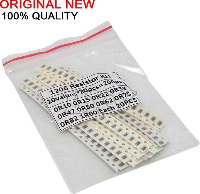 BXV SMD Widerstands Set mit 200 Stück und 10 verschiedenen Werten für Elektronikprojekte - Bild 1