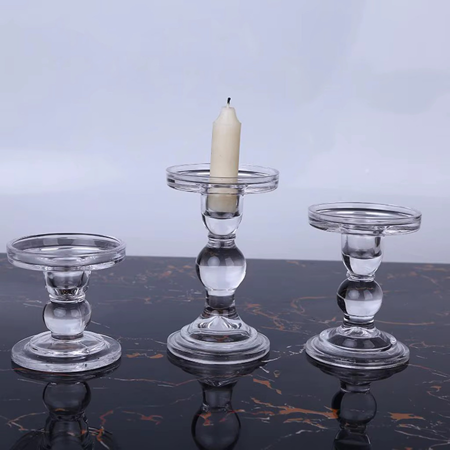 Kesoto Glas-Kerzenhalter für Kegelkerzen in Transparent, Rund für Hochzeits- und Heimdekoration - Bild 4