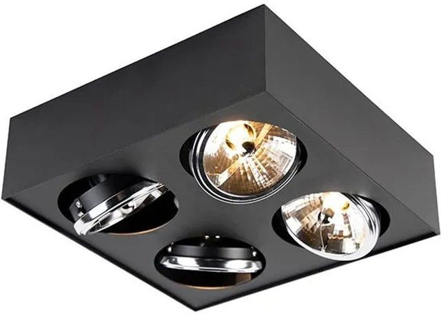 QAZQA Design Spot Kaya Quadratisch Schwarz 4-flammig mit G9 Fassung - Bild 1