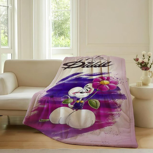 YunhengTechnology Diddl Kuscheldecke Pink, weich und flauschig aus Flanell, B/B: 75 x 90 cm - Bild 1