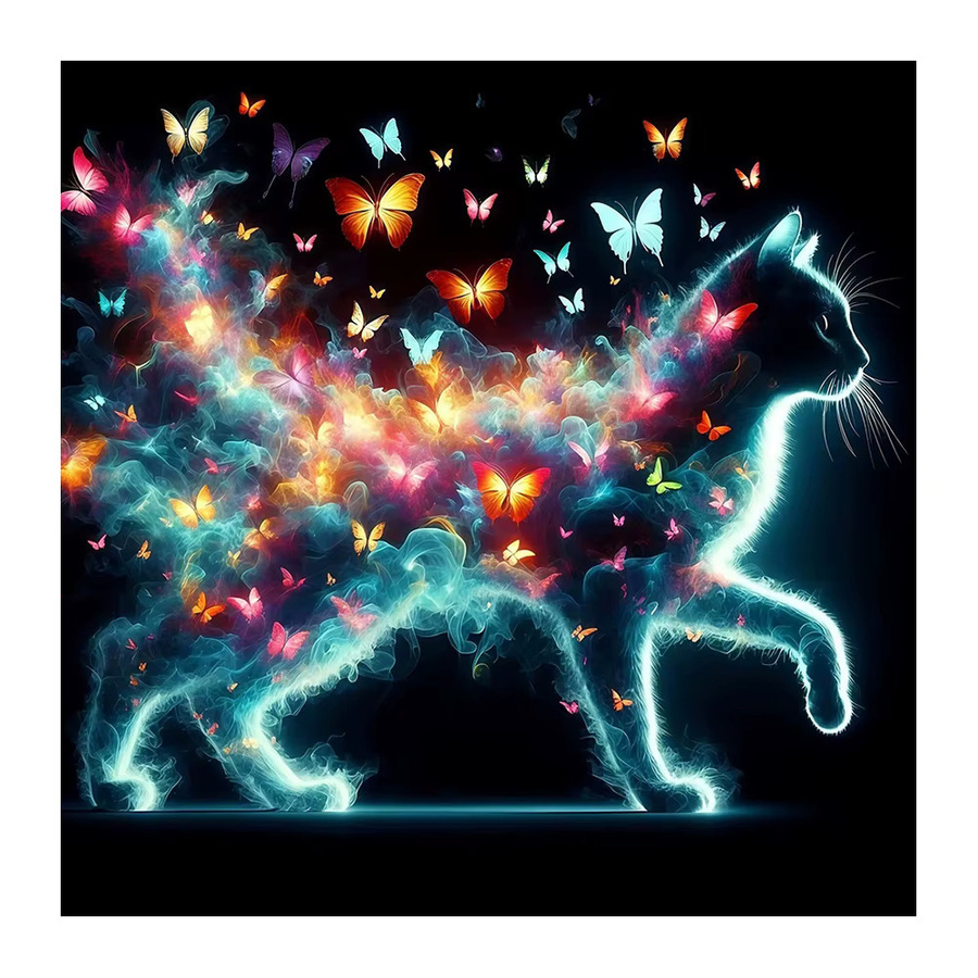 EverShine 5D-Diamantgemälde Katze und Schmetterling mit runden Bohrern als DIY-Mosaik-Stickerei in Multicolour zur modernen Heimdekoration B/H: 20 x 20 cm - Bild 4