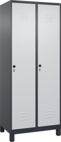C+P Spind Classic PLUS Garderobenschrank mit 2 Abteilen, Füße, Sicherheits-Drehriegel und 4 Garderobenhaken, H x B x T: 195 x 80 x 50 cm - Bild 1