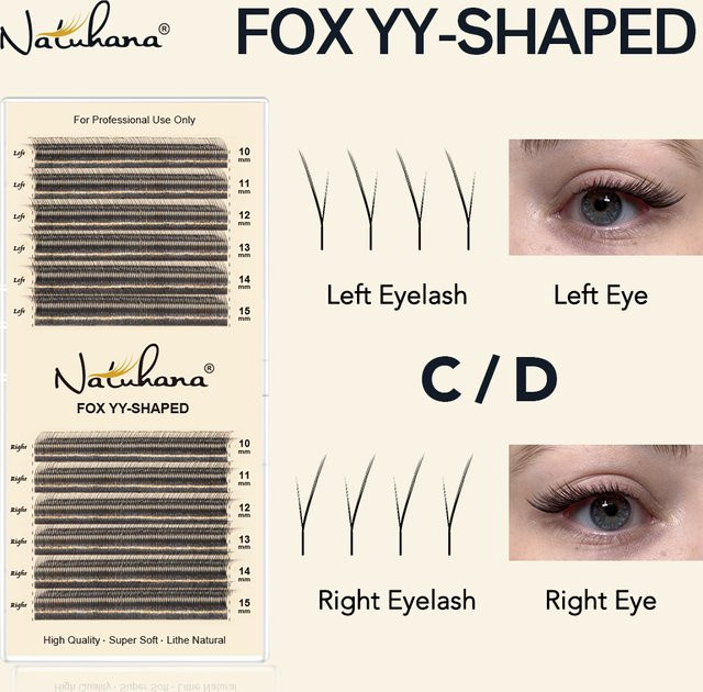 NATUHANA Fox YY Falsche Wimpern, mattschwarz, Volumenwimpern - Bild 1