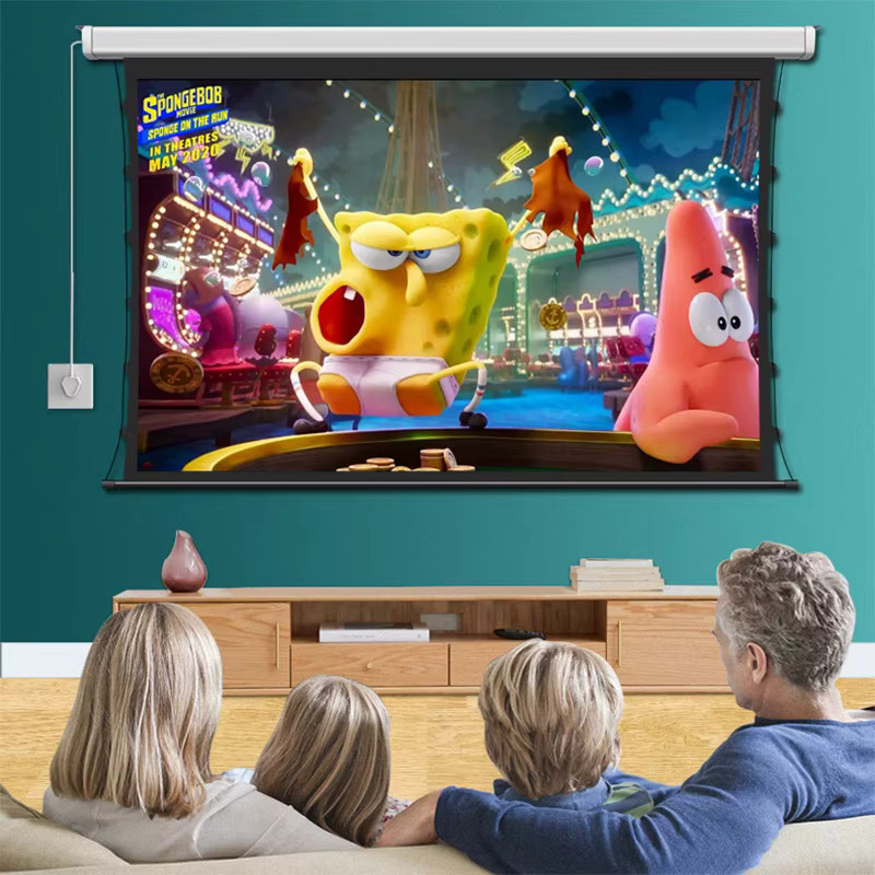 Motorisierte Tab-Tension-Projektionsleinwand von Yovanxer aus grauem Kristallmaterial für 4K und 3D-Projektionen - Bild 4