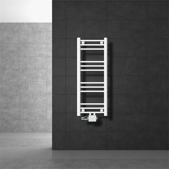 LuxeBath Badheizkörper aus Stahl in Weiß mit Thermostat und Wandmontage, H: 80 cm, B: 30 cm - Bild 1