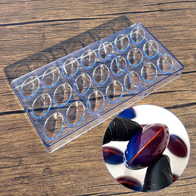 ALICAKE Schokoladenform in Ovalform aus transparentem Polycarbonat für Bonbons und Süßwaren - Bild 1