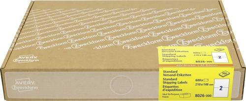 Avery Zweckform Versand-Etiketten 8026-300 Weiß, 600 Stück, Permanent Kraftkleber, A5, Breite: 21,0 cm, Höhe: 14,8 cm - Bild 1