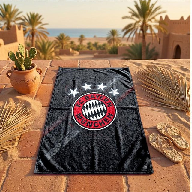 FC Bayern München Strandtuch aus Mikrofaser, Schwarz, B/H: 80 x 160 cm - Bild 1