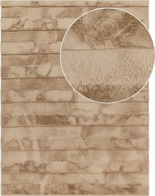 Fellteppich Arnia in Beige, rechteckiger Kunstfellteppich im skandinavischen Design, B/T: 160 x 220 cm - Bild 1