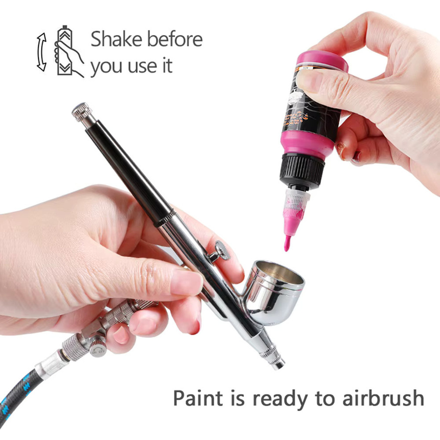 SAGUD Airbrush-Farbe Set, 24 matte Farben in Multicolour und Weiß, wasserbasierte Premium-Acrylfarbe, 30 ml pro Flasche - Bild 4