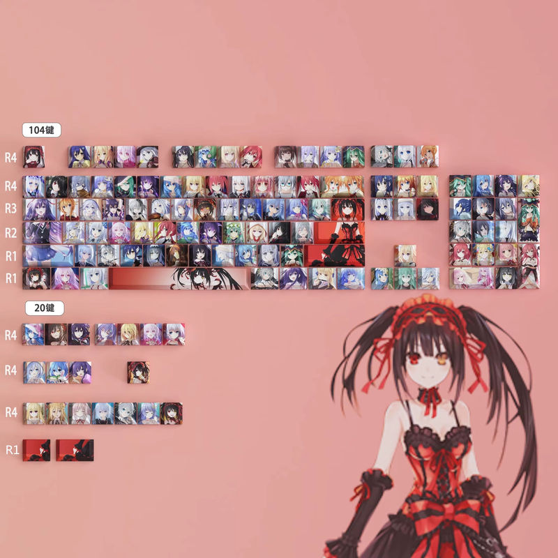 Anime Cartoon Keycaps aus PBT in Cherry Profil mit Side-Print für MX-Schalter, Mehrfarbig - Bild 6