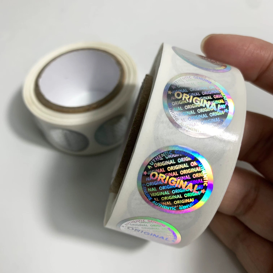 Holographische Sicherheits-Hologramm-Etiketten in Rollen, rund, silber und mehrfarbig, laser-effekt, Durchmesser: 2 cm - Bild 2