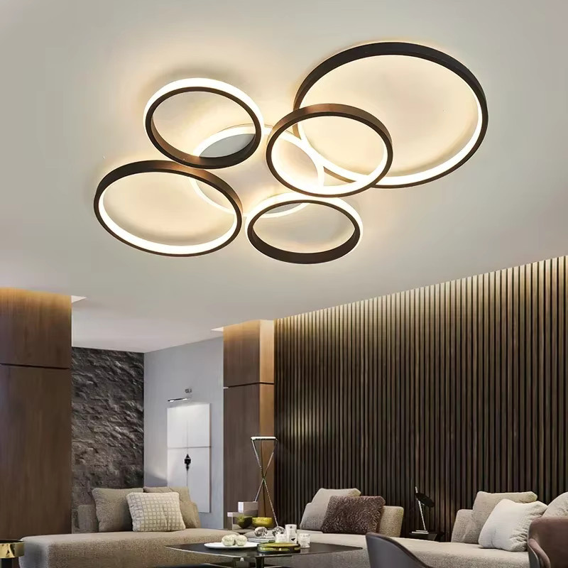 ABCZ Moderne LED Ring Deckenleuchte im Luxus-Design als Kronleuchter für dein Wohnzimmer in Schwarz/Gold - Bild 2