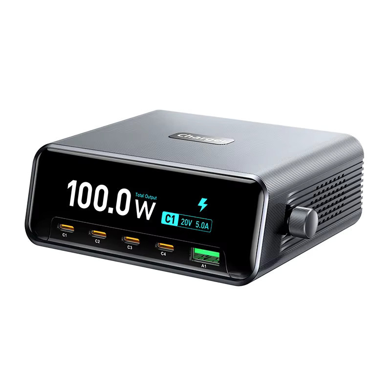 Deepartner 100W GaN Smart Multi-Port Desktop-Ladegerät mit 5 Ports (4x USB-C, 1x USB-A) für schnelles Laden von Handys und Tablets - Bild 5