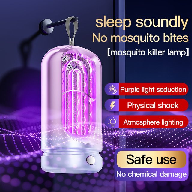 GGBEE Elektrische Mückenkiller-Lampe als tragbare Insektenfalle und Campinglaterne in Silber - Bild 1