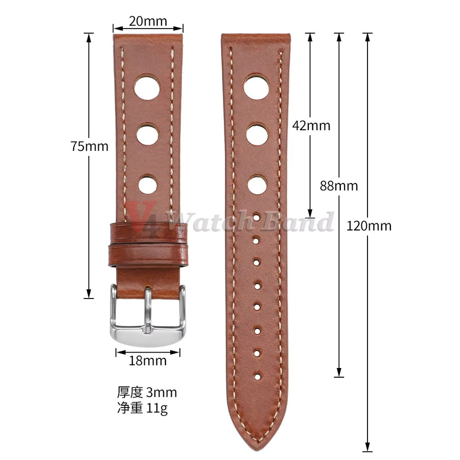 Uhrenarmband Rindsleder, Braun, 20mm, 22mm, Herren und Damen - Bild 2