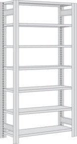 Regalwerk BERT Kanban-Regal Grundfeld mit 2 Regalen hintereinander, Farbe: Weiß, H x B x T: 200 x 100,5 x 50 cm - Bild 1