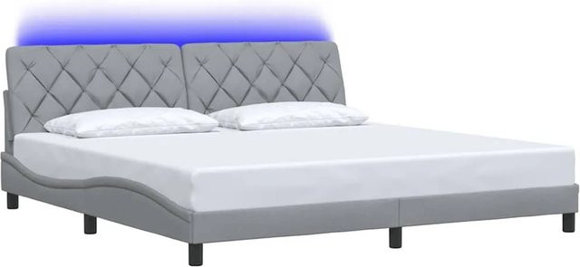 vidaXL Bettgestell mit LED-Beleuchtung und USB-Anschluss in Hellgrau, B/T: 200 x 200 cm - Bild 1