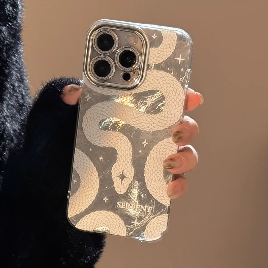 Glitzernde Cartoon-Schlangen Schutzhülle mit Objektiv-Kameraschutz für Apple iPhone 11 bis iPhone 16 Pro Max und weitere Modelle - Bild 2