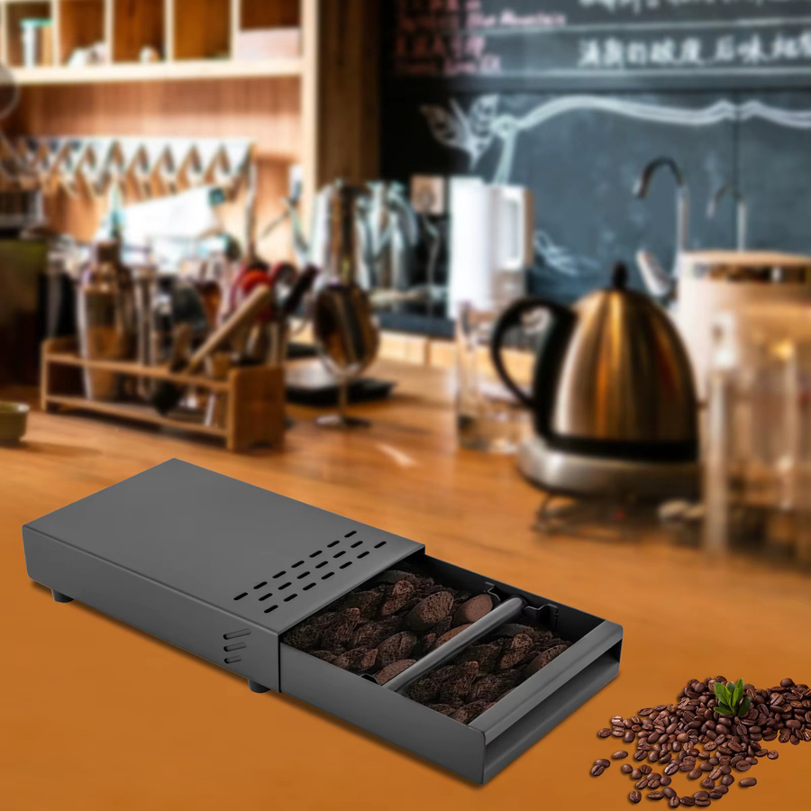 Bymaocar Knock Box aus Edelstahl für Kaffeesatz in Schwarz und Silber - Bild 3