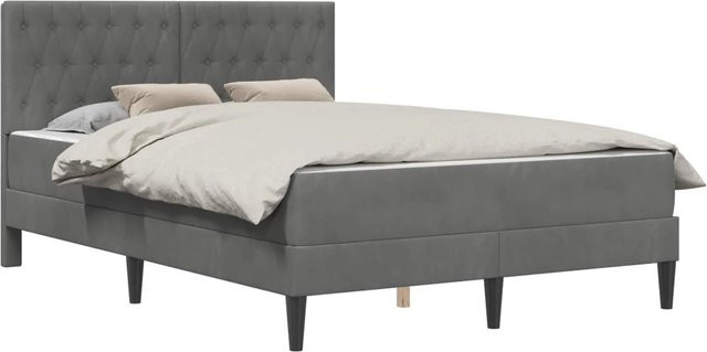 vidaXL Bettgestell mit Matratze aus Samt in Grau, B/T/H: 120 x 200 x 28 cm - Bild 1
