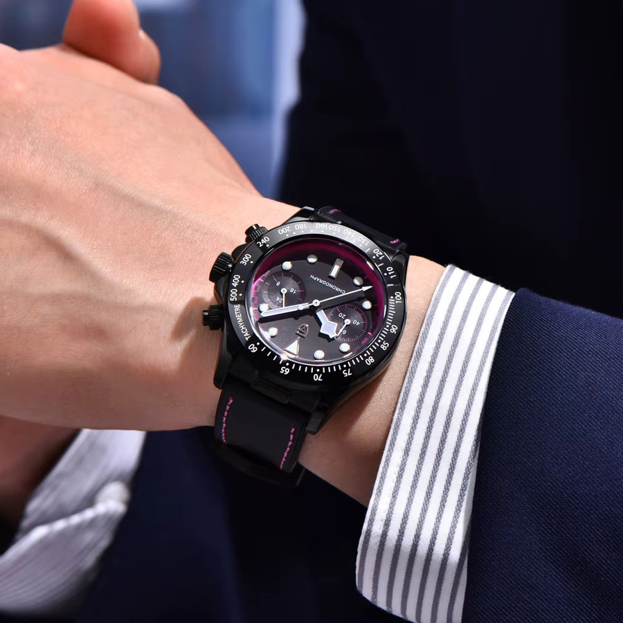 PAGANI DESIGN Chronograph, Quarz, Edelstahl, Saphirglas, Herren, Schwarz - Bild 2