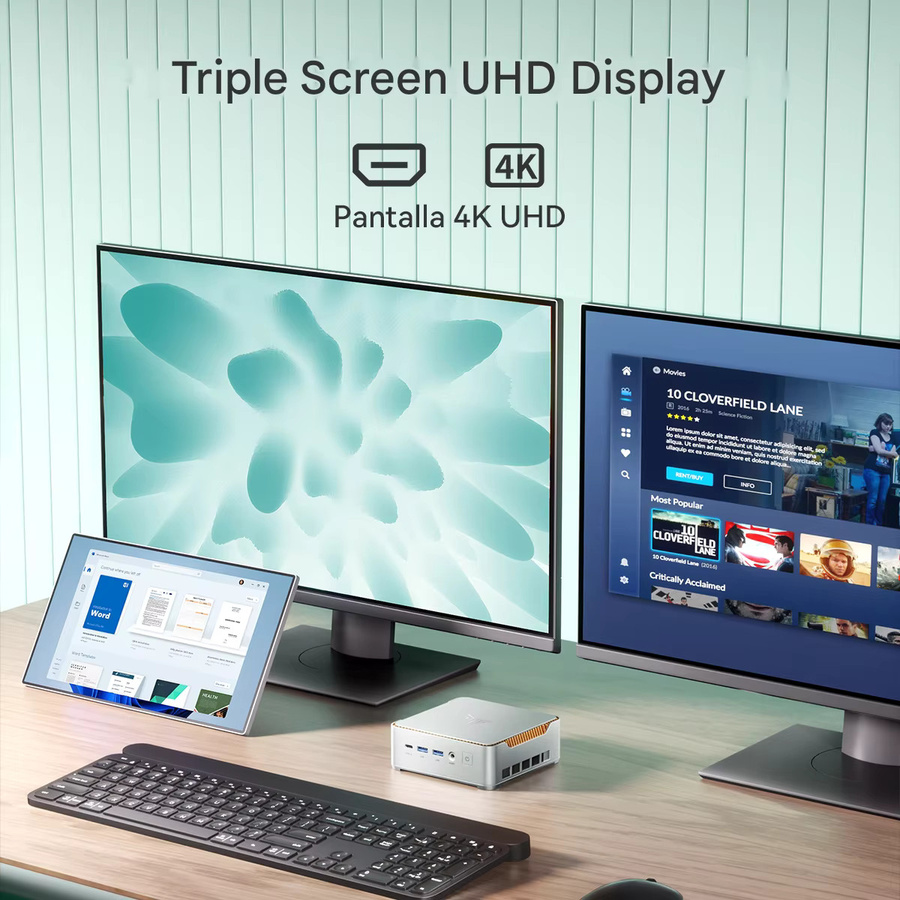 NiPoGi H2 Mini-PC Intel Core i7-13620H mit 32GB DDR4, 1TB SSD, Windows 11 Pro und Triple 4K Display in Silber - Bild 2