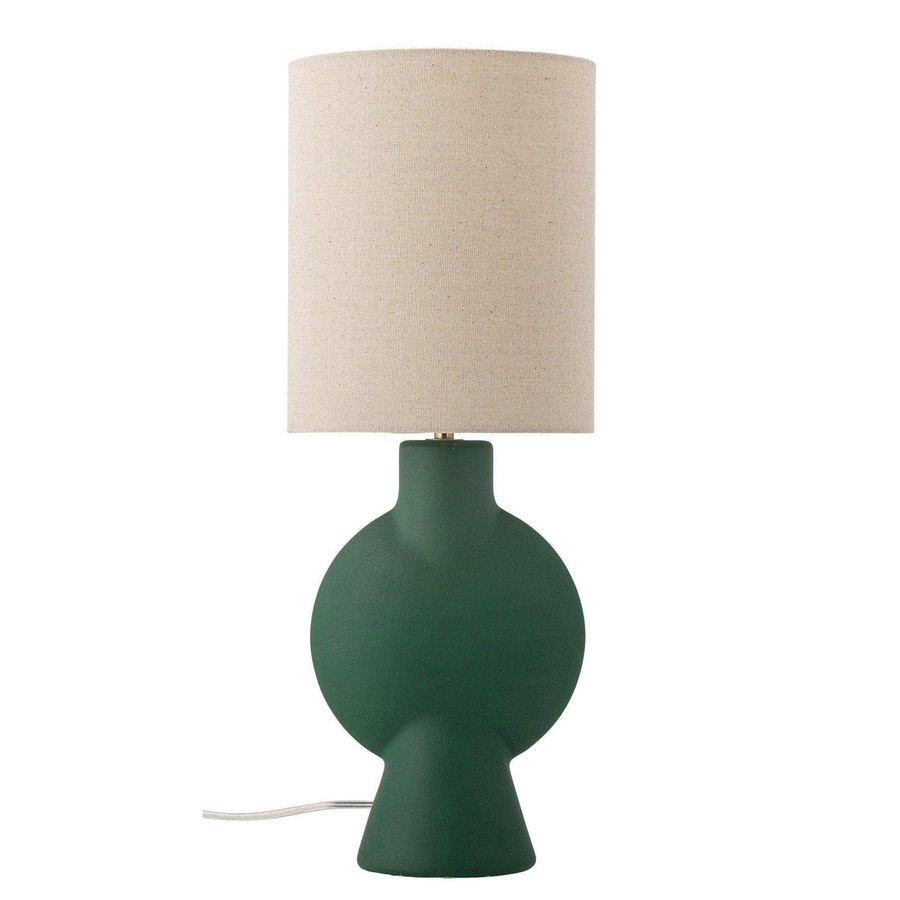 Bloomingville Sergio Tischlampe aus Keramik in Grün und Tiefbraun mit Leinen-Schirm, Höhe: 55,0 cm, Breite: 21,0 cm, Tiefe: 21,0 cm - Bild 1