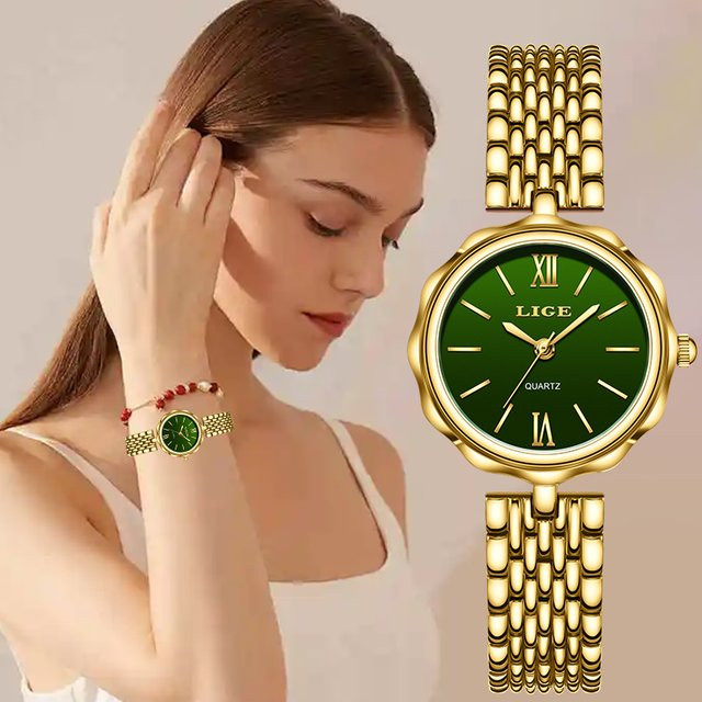 LIGE Armbanduhr Quarz, Edelstahl, Gold, Damen - Bild 1