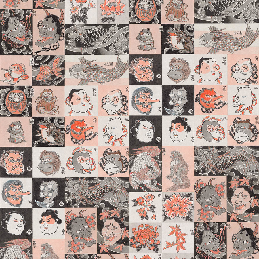 NLXL Mural Tapete Irezumi KSO-01 Multicolour Vlieswandtapete Orientalisches Design - Bild 1